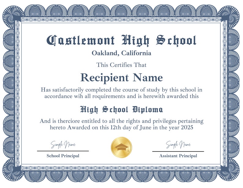 High School Diploma, Diploma Template, Canva Editable Homeschool Diploma, Graduation Diploma Template, Printable Fake High School Diploma image 2