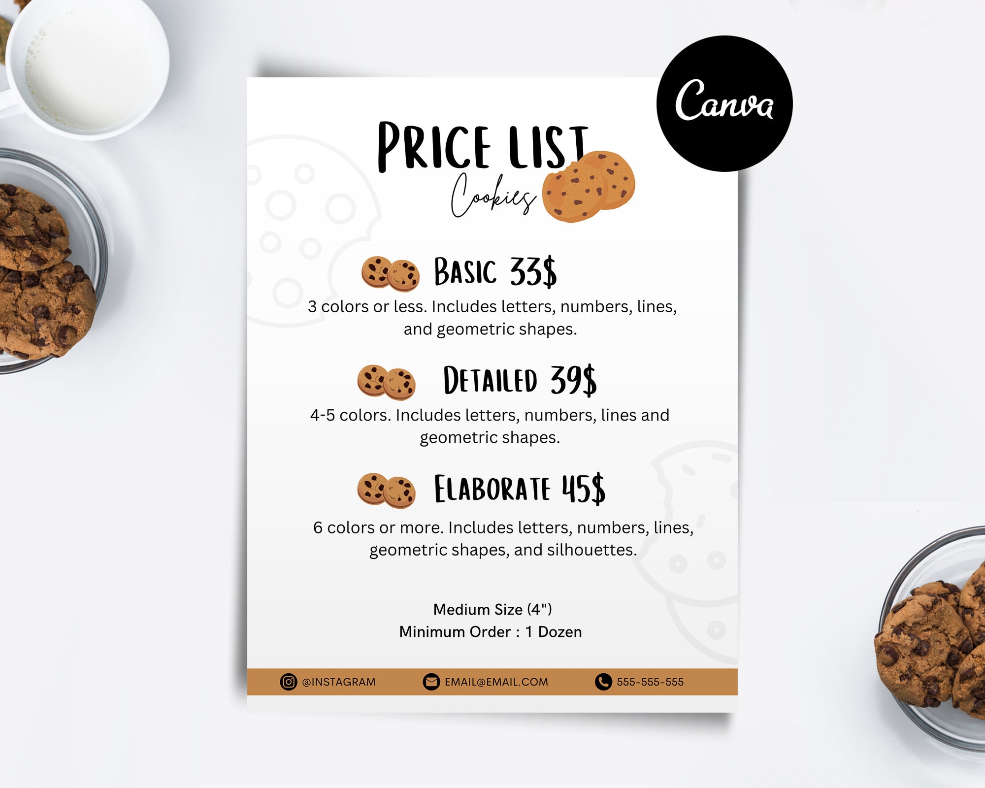 Editable Cookie Price List Template Cookie Business Card Etsy Editable Cookie Price List Template Cookie Business Card Etsy