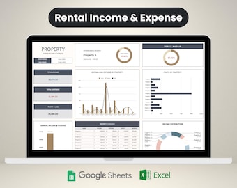 Rental Property Template Landlord Spreadsheet Income and Expense Tracker Rental Bookkeeping Excel Google Sheets Real Estate Management