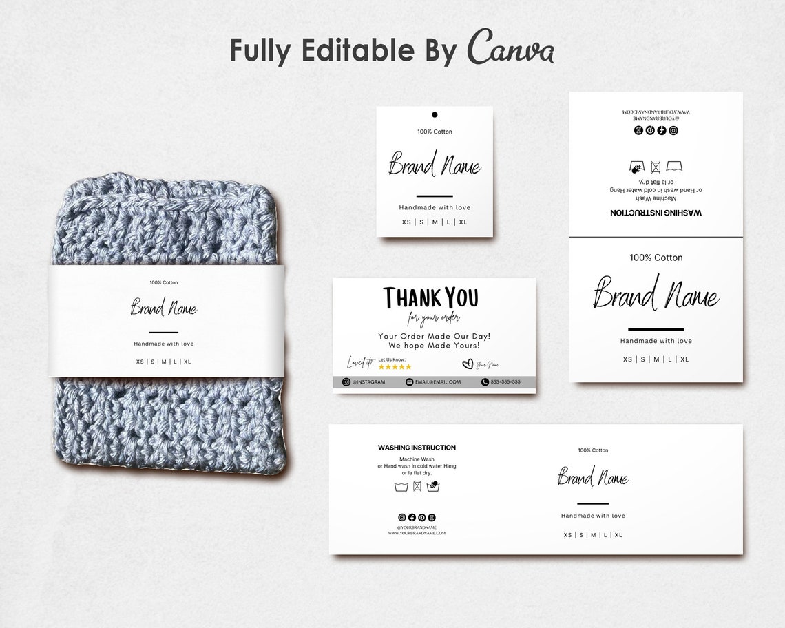Editable Dishcloth Label Template DIY Washcloth Hang Tag - Etsy