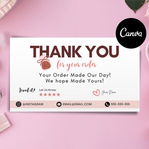 クッキーサンキューカード、Canva編集可能テンプレート、印刷可能なパーソナライズカード、デジタルオンラインテンプレート