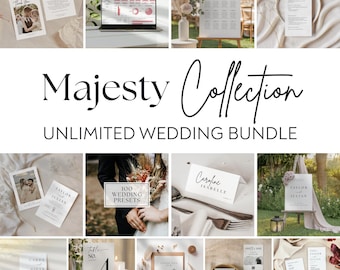 Modern Minimalist Wedding Template Bundle, Editable Canva Signs (Digital Download)