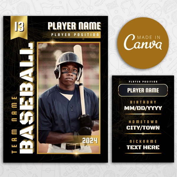 Baseball Card Template Canva Etsy Baseball Card Template Canva Etsy