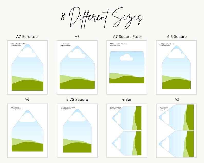 Envelope Liner Template, Easy and Fully Customized Envelope Liner, DIY Print Your Own, Photo Envelope Liner (8 Popular Sizes) image 2