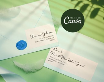 Customizable Wrap Around Address Labels Template, DIY Wedding Invitation Envelope Label, Editable Canva Template, Printable Address Stickers