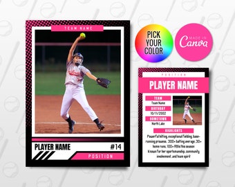 Softball Trading Cards Template, Customizable Player Card Canva Template, Personalized DIY Sport Card, Printable School Team Gifts
