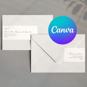 Minimalistische Adressetiketten zum selbst ausdrucken, DIY Hochzeitseinladung Umschlag