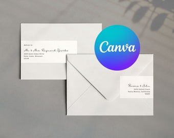 Minimalist Wrap Around Address Labels Template, DIY Wedding Invitation Envelope Labels Avery, Canva Template, Printable Address Stickers
