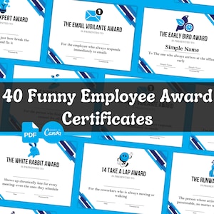 40 Funny Employee Award Certificate, Edit Or Print Staff Appreciation, Employee Thank You, PDF & Canva Templates, Team Gifts for Employees
