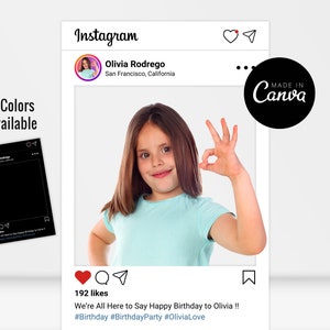 Modèle de cadre Instagram, modèle Canva d’affiche de médias sociaux modifiable, cadeau d’accessoire photo selfie pour le mariage d’événement d’anniversaire.. Téléchargement numérique