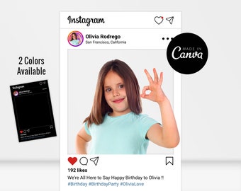 Plantilla de marco de Instagram, plantilla editable de Canva de póster de redes sociales, regalo de utilería de foto selfie para boda de evento de cumpleaños.. Descarga digital