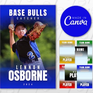 Baseball Poster Template, Customizable Senior Banner Canva Template, Personalized DIY High School Sports Poster, 36x24 Printable