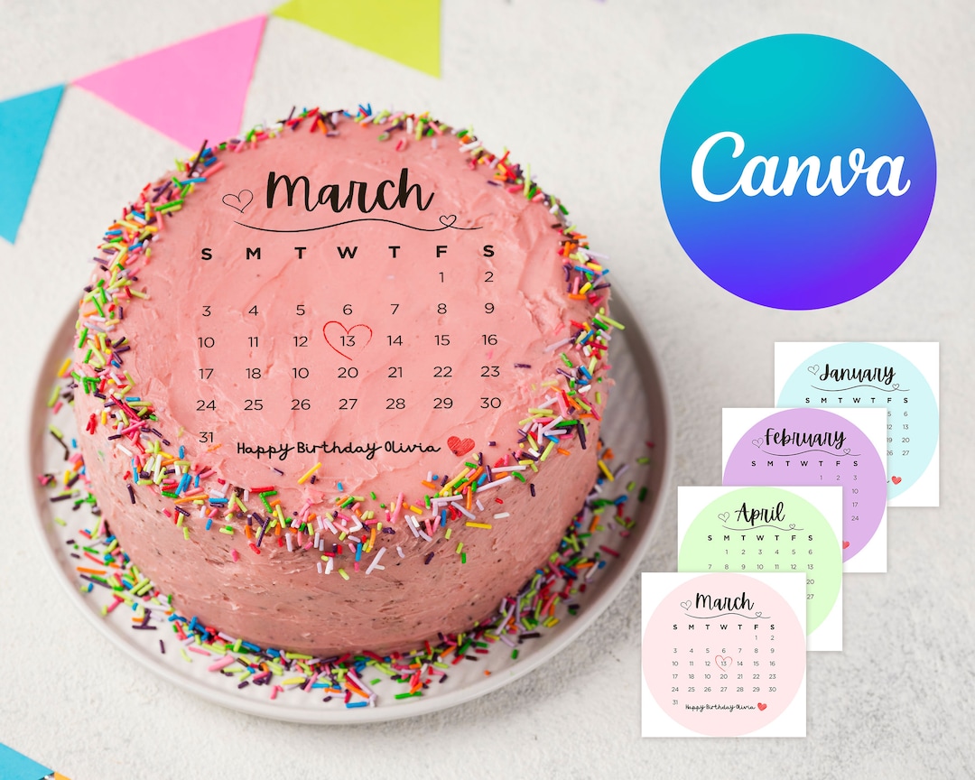 Calendar Month Cake Topper 2025, 2025 Shaped Cake Template, Custom ...