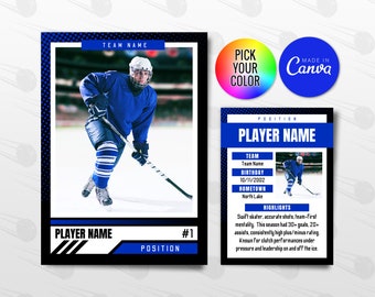 Ice Hockey Trading Cards Template, Customizable Player Card Canva Template, Personalized DIY Sport Card, Printable School Team Gifts