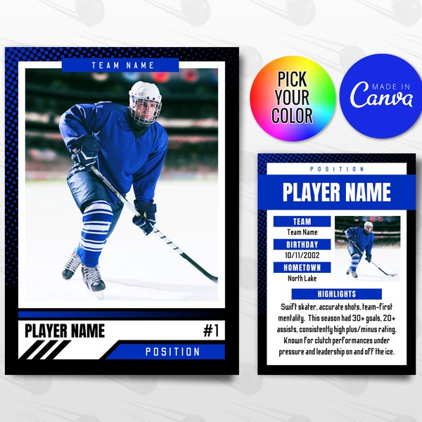 Ice Hockey Trading Cards Template, Customizable Player Card Canva Template, Personalized DIY Sport Card, Printable School Team Gifts