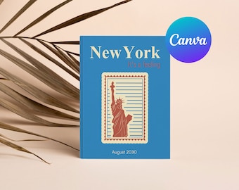 旅行写真アルバム編集可能なCanvaテンプレート、パーソナライズされたフォトブック、クリエイティブなアルバム、コーヒーテーブルブック、ニューヨーク旅行ブック