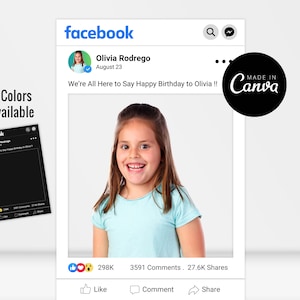 Pode incluir: Uma publicação do Facebook com uma foto de uma menina sorrindo. A publicação diz "We're All Here to Say Happy Birthday to Olivia!!" e tem 298K curtidas, 3591 comentários e 27.6K compartilhamentos.