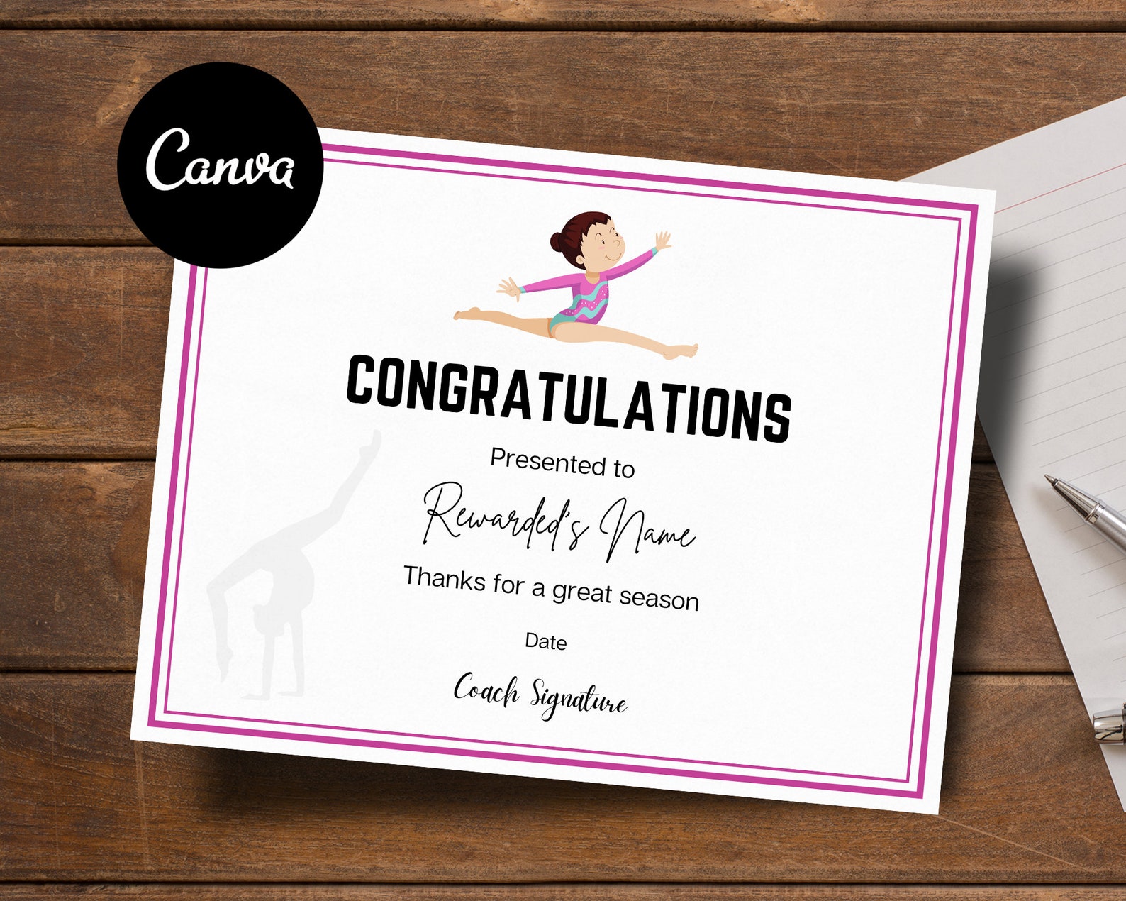 Editable Gymnastics Award Certificates CANVA Template Etsy