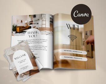 Airbnb Welcome Book Template, Minimalist Airbnb House Guide Canva, Real Estate Manual, Vacation Rental Guidebook, VRBO Welcome Book