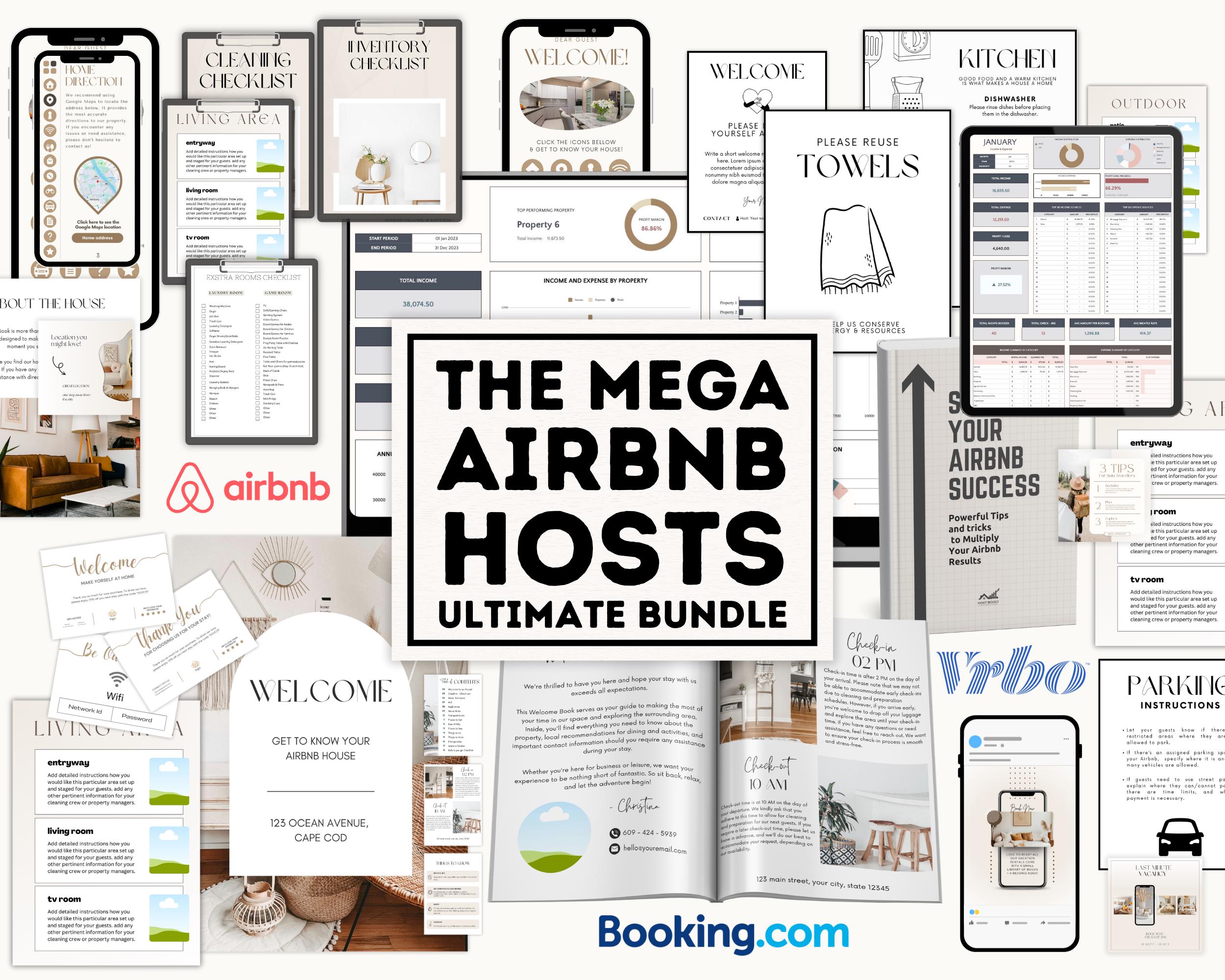 2025 MEGA AIRBNB BUNDLE, AirBnB Templates, AirBnB Welcome, AirBnB Signs, AirBnB Cleaning Checklist, AirBnB Inventory, Spreadsheet, Flyer