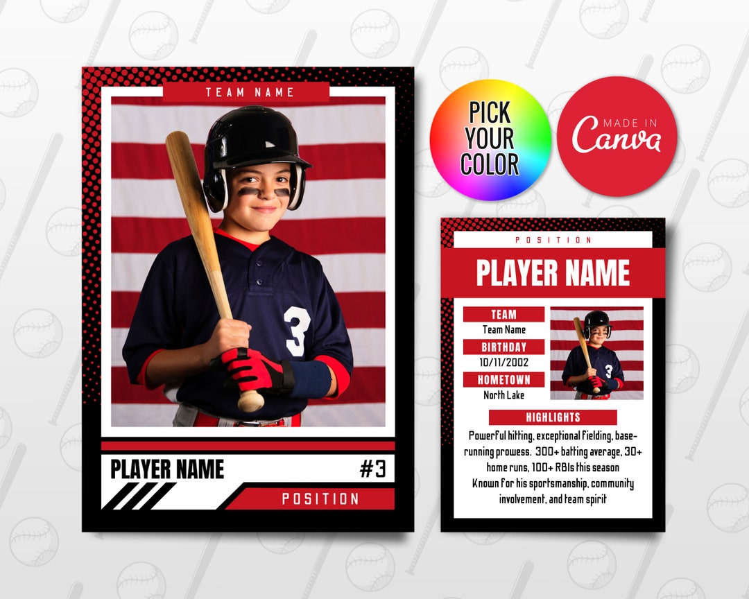 Baseball Trading Cards Template Customizable Player Card Canva Baseball Trading Cards Template Customizable Player Card Canva