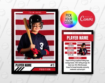 Baseball Trading Cards Template, Customizable Player Card Canva Template, Personalized DIY Sport Card, Printable School Team Gifts