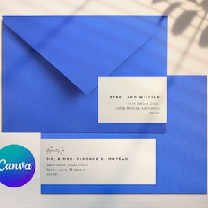 Wrap-Around-Adressaufkleber-Vorlage, DIY Hochzeitseinladung Umschlag-Etiketten, bearbeitbare Canva-Vorlage, druckbare Adressaufkleber-Vorlage