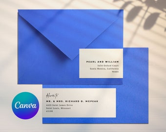 Wrap Around Address Labels Template, DIY Wedding Invitation Envelope Labels, Editable Canva Template, Printable Address Stickers Template
