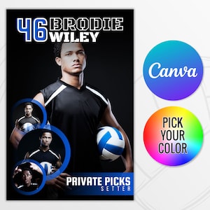 Volleyball Banner Template, Editable & Printable DIY High School Sports Poster, Customizable Senior Athlete Poster Canva Template