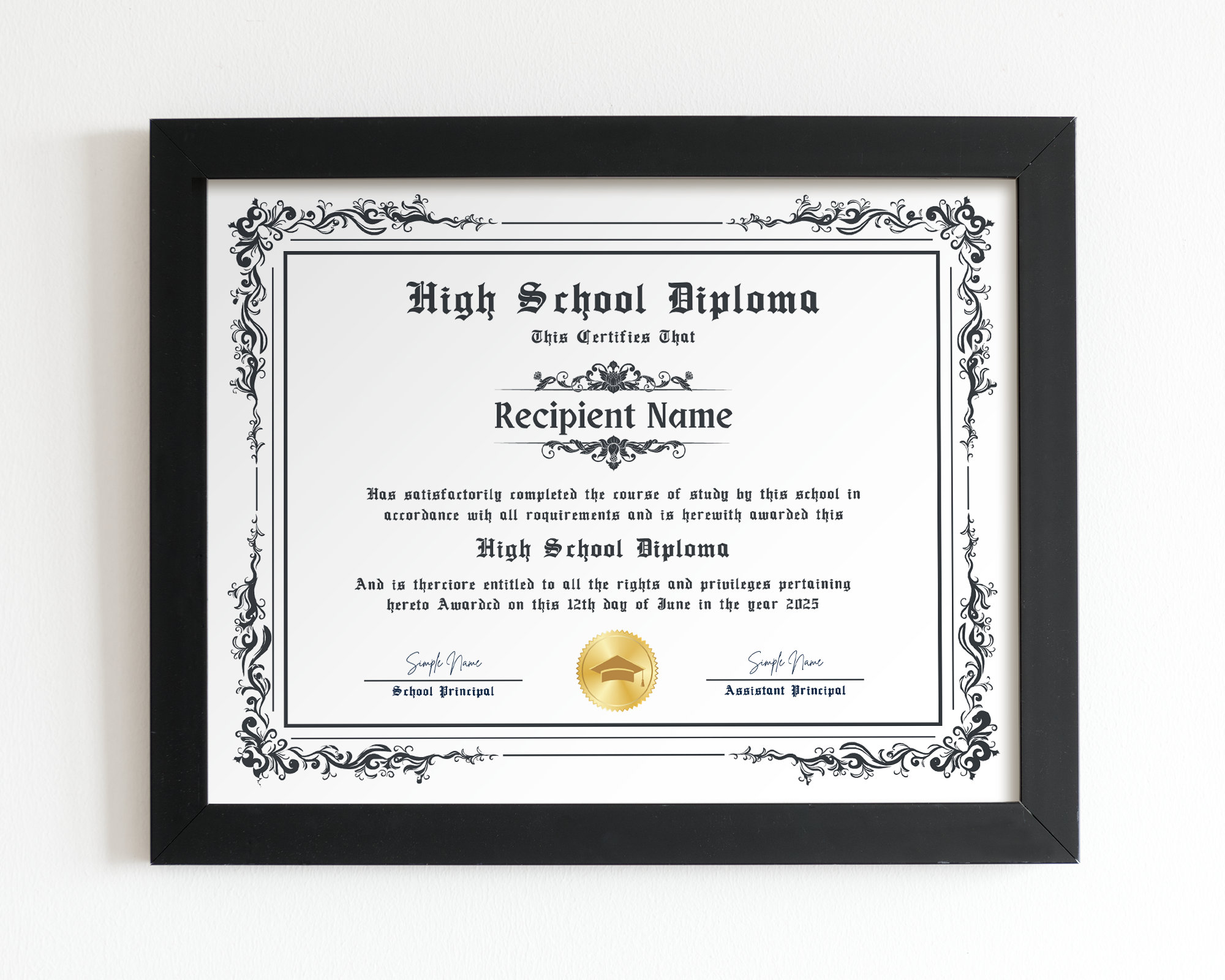 DIY Printable High School Diploma Template Fillable Home Etsy