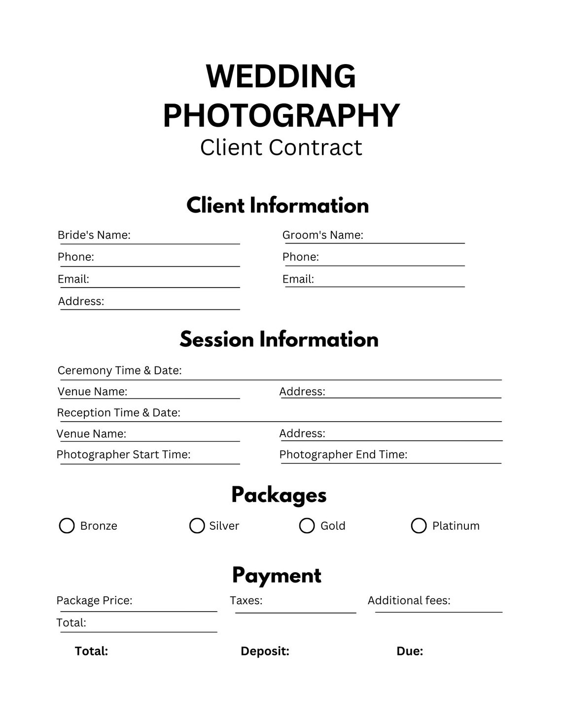 Editable Wedding Photography Contract Canva Template Forms Etsy Editable Wedding Photography Contract Canva Template Forms Etsy