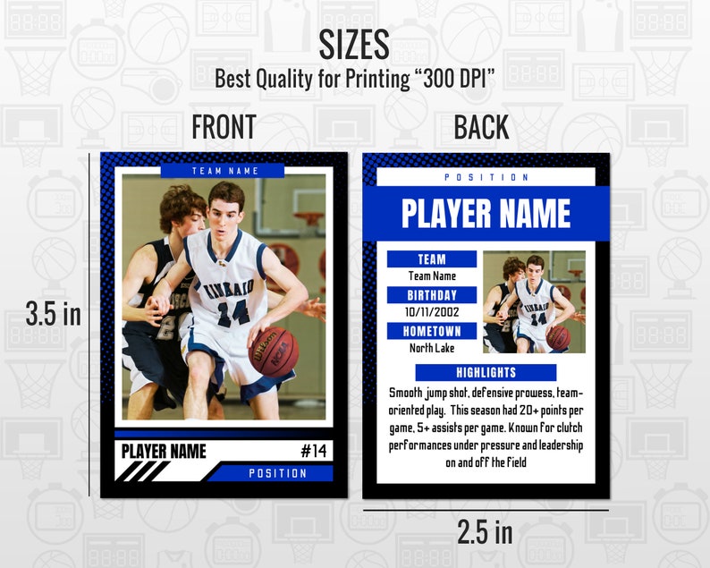 Basketball Trading Cards Template, Customizable Player Card Canva Basketball Trading Cards Template, Customizable Player Card Canva