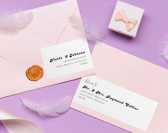 Retro Wrap Around Address Labels Template, DIY Wedding Invitation Envelope Labels, Editable Canva Template, Printable Address Stickers