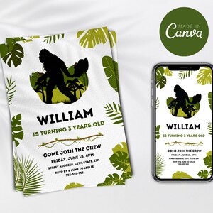 Bigfoot Birthday Invitation Template, Editable Birthday Party Invite, Printable & Digital Mobile Phone Invitation