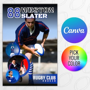 Rugby Banner Template, Editable & Printable DIY High School Sports ...