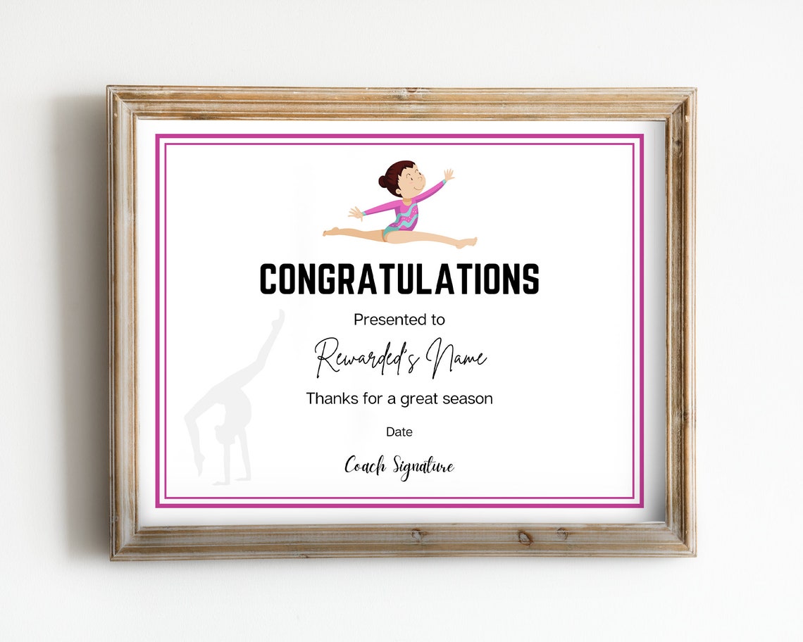 Editable Gymnastics Award Certificates CANVA Template Etsy