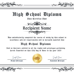 DIY Printable High School Diploma Template, Fillable Home School High ...
