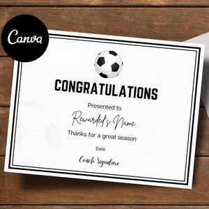 Bearbeitbare Fußball-Award-Zertifikate | CANVA Vorlage | Druckbar | Benutzerdefinierte Zertifikat Online-Vorlage