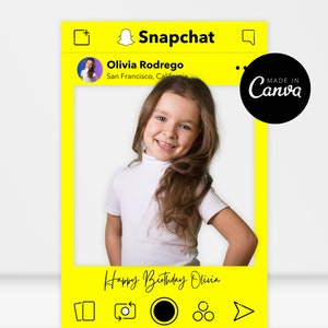 Plantilla de marco de Snapchat, plantilla de Canva de póster de redes sociales editable, regalo de utilería de foto selfie para boda de evento de cumpleaños.. Descarga digital