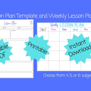 Editable and Printable Lesson Plan Template and Weekly Lesson Planner