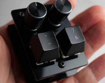 Handmade Mini MIDI Controller: Black Acrylic, 4 Buttons, 2 Encoders