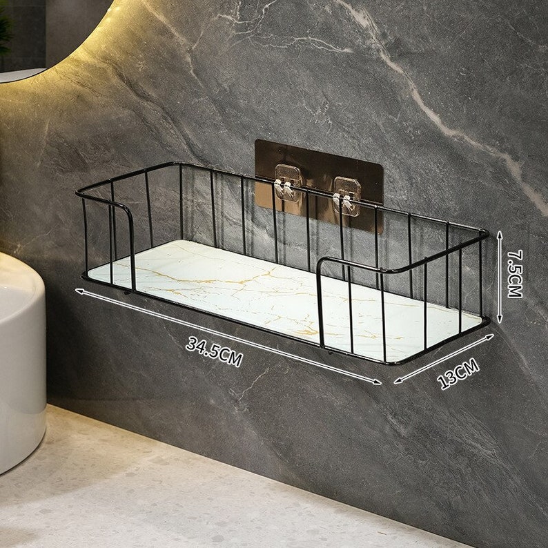 Luxury Bathroom Shelf Without Drilling Iron Wall Shelf With Etsy