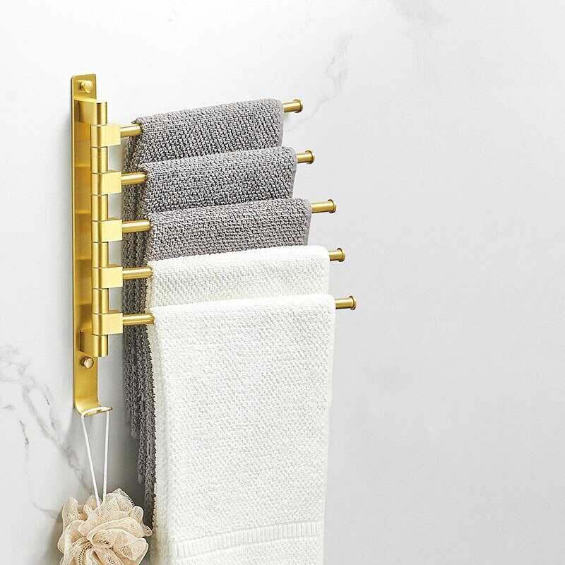 Brushed Gold Bathroom Towel Bar With Hook Aluminum Wall Etsy