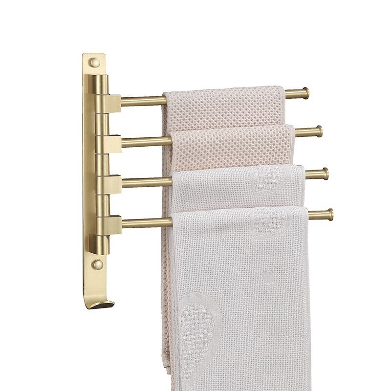 Brushed Gold Bathroom Towel Bar With Hook Aluminum Wall Etsy