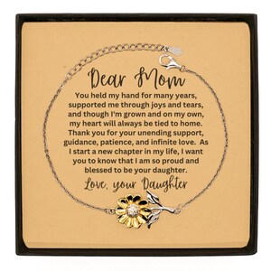 Regalo de mamá / pulsera de girasol de plata esterlina regalo para mamá de hija, regalo de cumpleaños de mamá, regalo del día de la madre, regalo de madre e hija