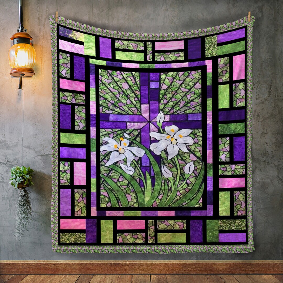 Paster Window Faith Gift | Stainglass Window Blanket 50x60 | Gift for Grandmother ...