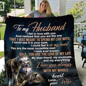 Husband Gift | Wolves Blanket 50x60 | Gift To Husband From Wife, Husband Birthday Gift, Husband Christmas Gift, Father&#39;s Day Gift