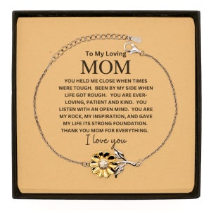 Regalo de mamá / pulsera de girasol de plata esterlina / regalo para mamá de hija, regalo para mamá de hijo, regalo de cumpleaños de mamá, regalo del día de la madre