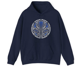 Hoodie Unisex Aotearoa/New Zealand inspired by Maori Tattoo. Made in the USA.