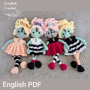 Amigurumi Teenage Zombie Halloween Crochet Pattern Girl Cute Scary Doll